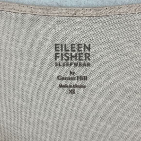 EILEEN FISHER GARNET HILL Nightgown XS Sleepwear Organic Cotton Pleat Slub Pink - Picture 5 of 14